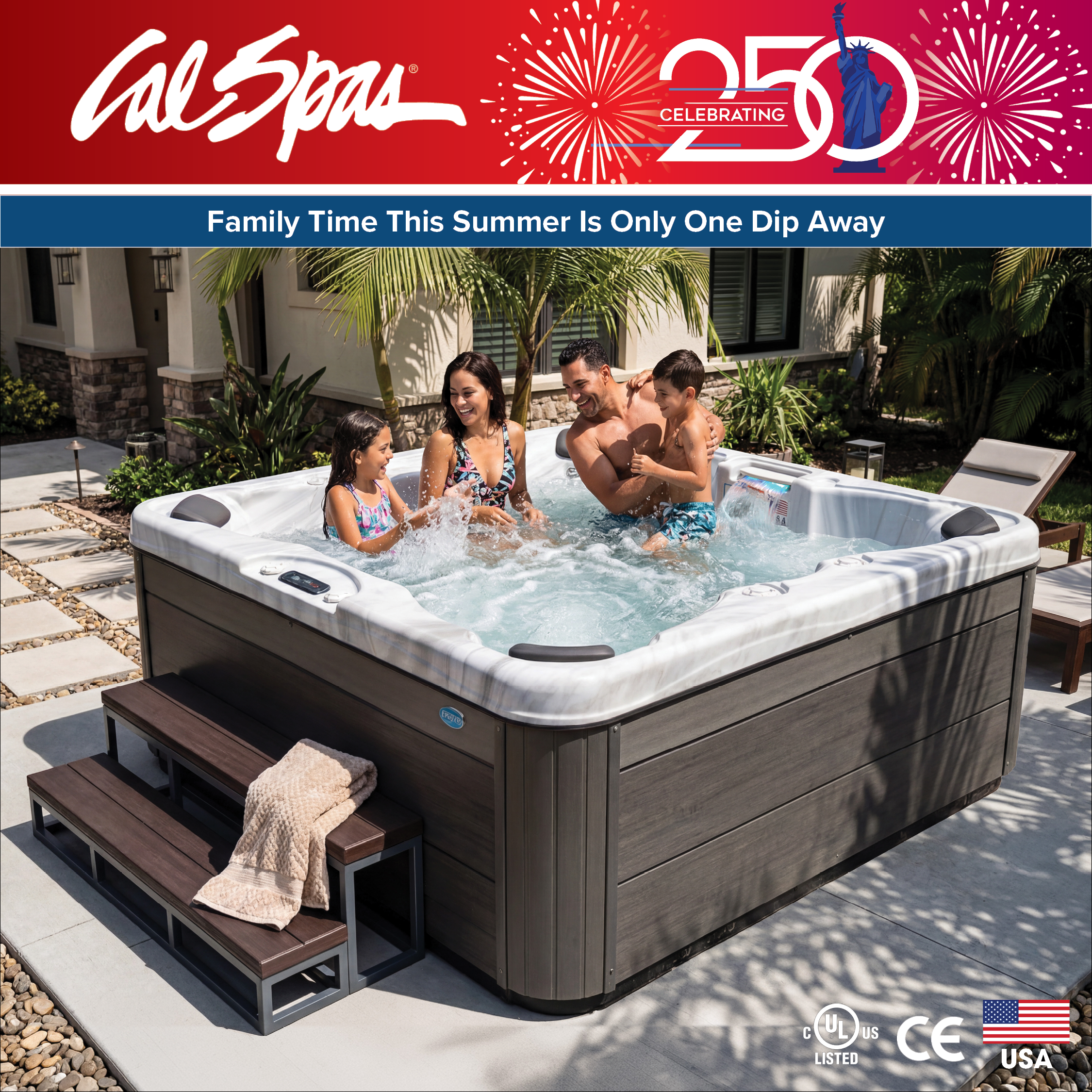 Calspas hot tub being used in a family setting - Athens Clarke
